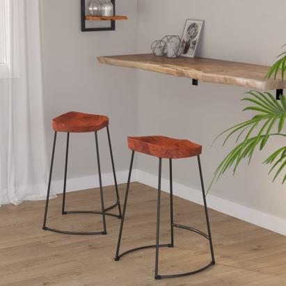 Scaune de bar Gavin 2 buc. 45x40x63 cm lemn masiv de mango GartenMobel Dekor