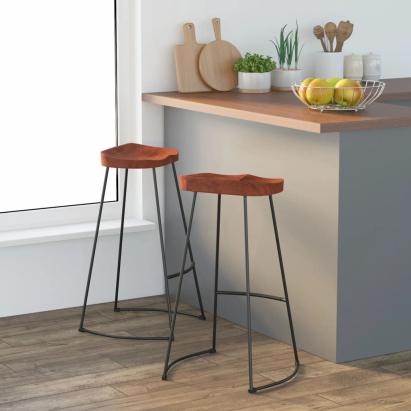 Scaune de bar Gavin 2 buc. 50x40x78 cm lemn masiv de mango GartenMobel Dekor