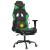 Scaun gaming de masaj/suport picioare, negru/verde, piele eco GartenMobel Dekor
