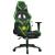 Scaun gaming de masaj/suport picioare, negru/verde, piele eco GartenMobel Dekor