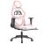 Scaun gaming de masaj/suport picioare, alb/roz, piele ecologică GartenMobel Dekor