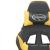 Scaun de gaming cu masaj/suport picioare negru/auriu piele eco GartenMobel Dekor