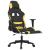 Scaun de gaming cu masaj/suport picioare, negru/galben, textil GartenMobel Dekor