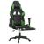 Scaun gaming de masaj/suport picioare, negru/verde, piele eco GartenMobel Dekor