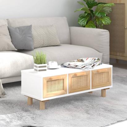 Măsuță de cafea alb 80x40x30 cm lemn prelucrat&lemn masiv pin GartenMobel Dekor