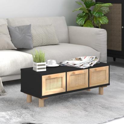 Măsuță de cafea negru 80x40x30 cm lemn prelucrat&lemn masiv pin GartenMobel Dekor