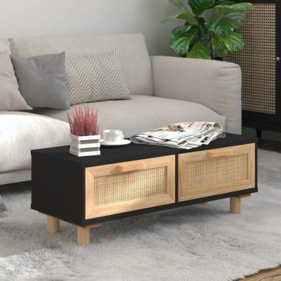 Măsuță de cafea negru 80x40x30cm lemn prelucrat&lemn masiv pin GartenMobel Dekor