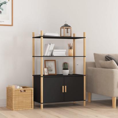 Dulap înalt, negru, 80x40x121 cm, lemn prelucrat GartenMobel Dekor