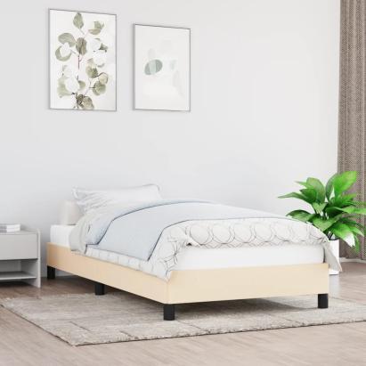 Cadru de pat, crem, 90x190 cm, material textil GartenMobel Dekor
