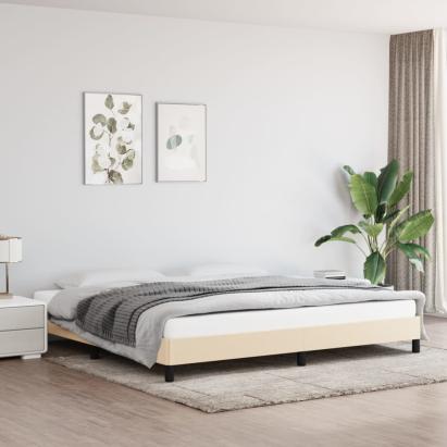 Cadru de pat, crem, 200x200 cm, material textil GartenMobel Dekor