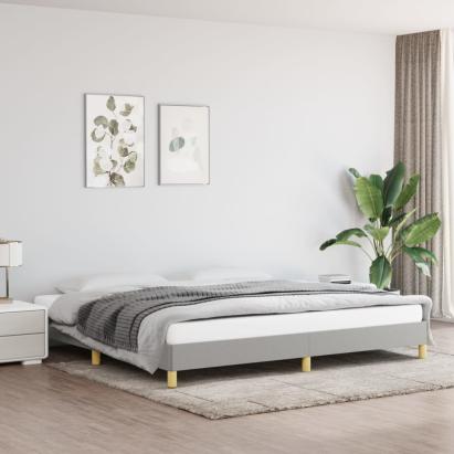 Cadru de pat, gri deschis, 200x200 cm, material textil GartenMobel Dekor