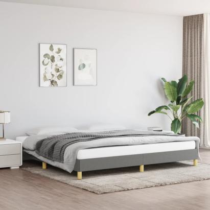 Cadru de pat, gri închis, 200x200 cm, material textil GartenMobel Dekor