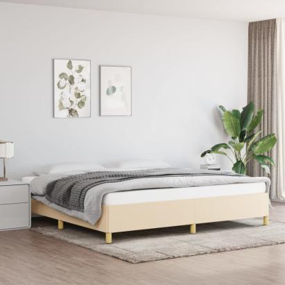 Cadru de pat, crem, 200x200 cm, material textil GartenMobel Dekor