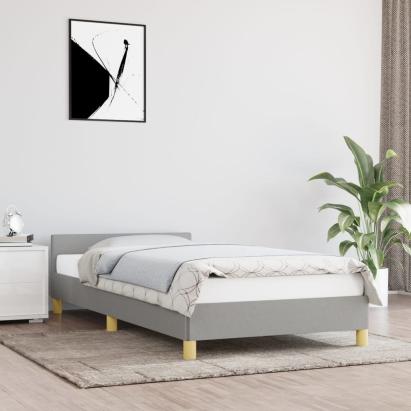 Cadru de pat cu tăblie, gri deschis, 80x200 cm, textil GartenMobel Dekor