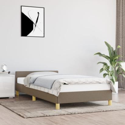 Cadru de pat cu tăblie, gri taupe, 90x200 cm, textil GartenMobel Dekor