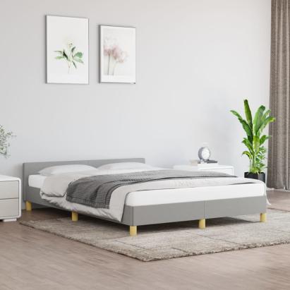Cadru de pat cu tăblie, gri deschis, 140x190 cm, textil GartenMobel Dekor