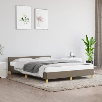 Cadru de pat cu tăblie, gri taupe, 140x190 cm, textil GartenMobel Dekor