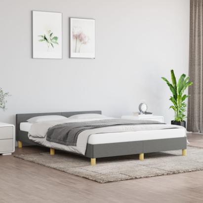Cadru de pat cu tăblie, gri închis, 140x200 cm, textil GartenMobel Dekor