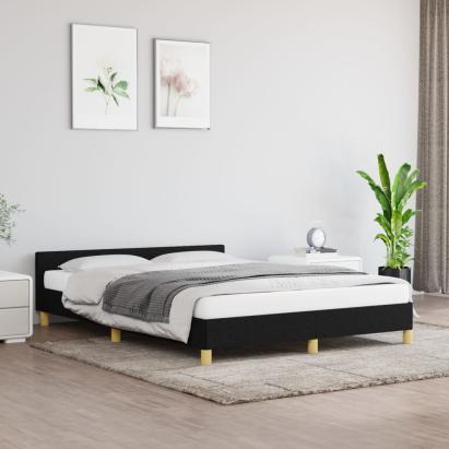 Cadru de pat cu tăblie, negru, 140x200 cm, textil GartenMobel Dekor
