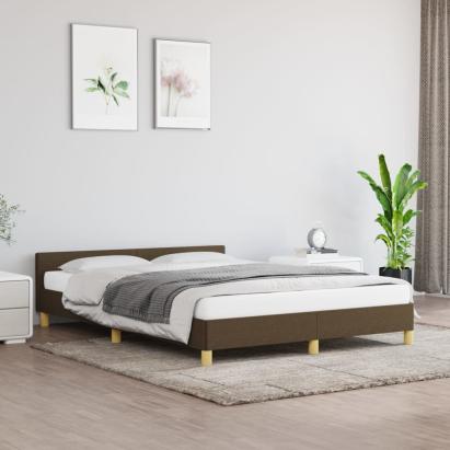 Cadru de pat cu tăblie, maro închis, 140x200 cm, textil GartenMobel Dekor
