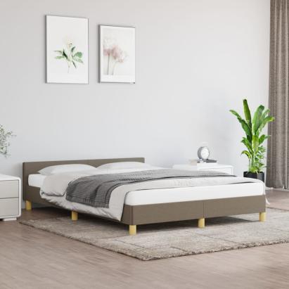 Cadru de pat cu tăblie, gri taupe, 140x200 cm, textil GartenMobel Dekor