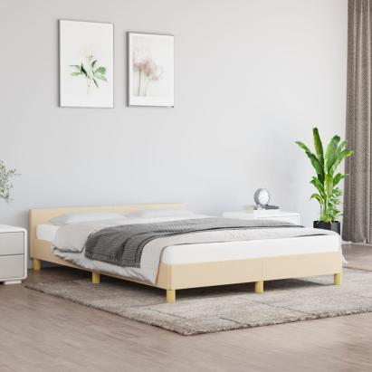 Cadru de pat cu tăblie, crem, 140x200 cm, textil GartenMobel Dekor