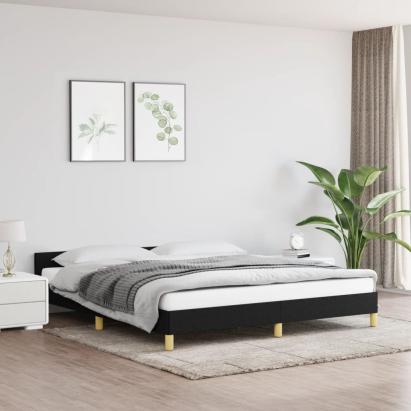 Cadru de pat cu tăblie, negru, 160x200 cm, textil GartenMobel Dekor