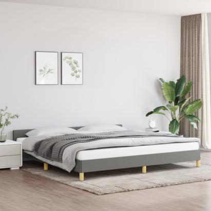 Cadru de pat cu tăblie, gri închis, 200x200 cm, textil GartenMobel Dekor