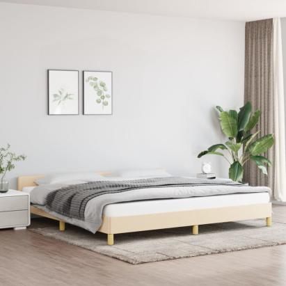 Cadru de pat cu tăblie, crem, 200x200 cm, textil GartenMobel Dekor
