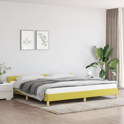 Cadru de pat cu tăblie, verde, 200x200 cm, textil GartenMobel Dekor