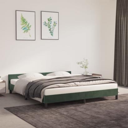 Cadru de pat cu tăblie, verde închis, 160x200 cm, catifea GartenMobel Dekor