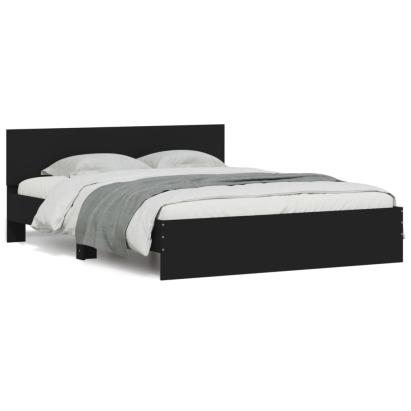 Cadru de pat cu tăblie și LED, negru, 150x200 cm GartenMobel Dekor