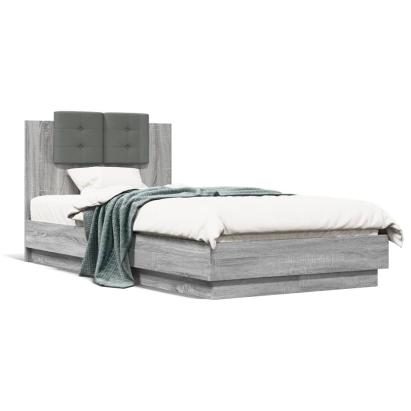 Cadru de pat cu tăblie gri sonoma 75x190 cm lemn prelucrat GartenMobel Dekor