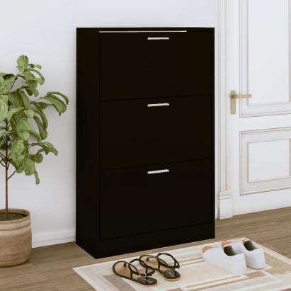 Pantofar, negru, 63x24x103 cm, lemn compozit GartenMobel Dekor