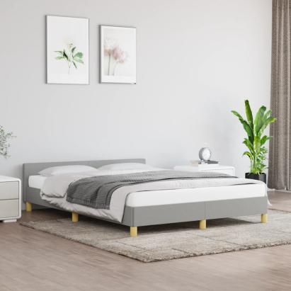 Cadru de pat cu tăblie, gri deschis, 140x200 cm, textil GartenMobel Dekor