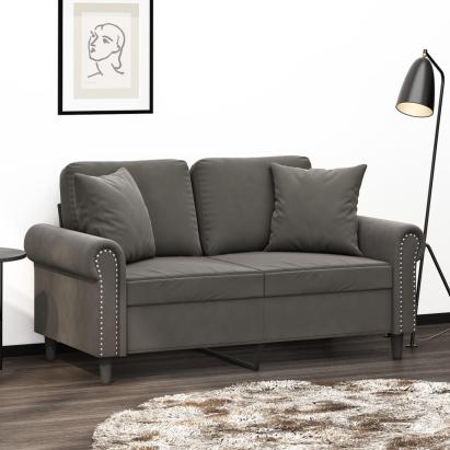 Perne decorative, 2 buc., gri închis, 40x40 cm, catifea GartenMobel Dekor