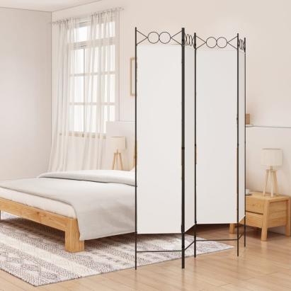 Paravan de cameră cu 4 panouri, alb, 160x200 cm, textil GartenMobel Dekor