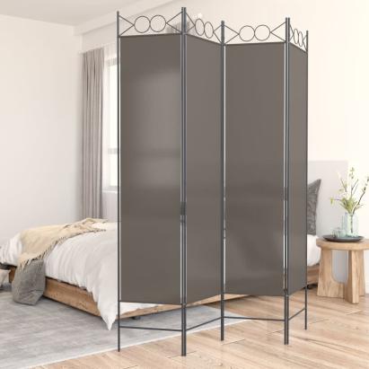 Paravan de cameră cu 4 panouri, antracit, 160x200 cm, textil GartenMobel Dekor