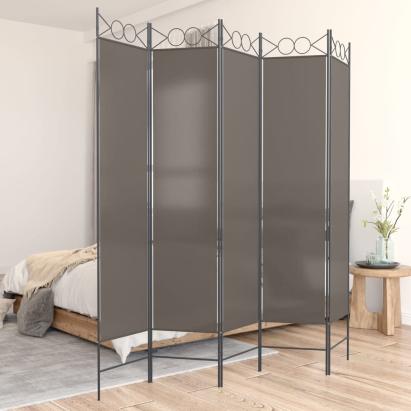 Paravan de cameră cu 5 panouri, antracit, 200x200 cm, textil GartenMobel Dekor