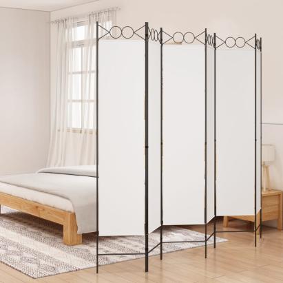 Paravan de cameră cu 6 panouri, alb, 240x200 cm, textil GartenMobel Dekor
