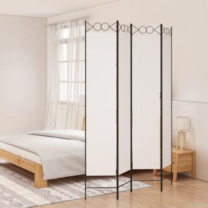 Paravan de cameră cu 4 panouri, alb, 160x220 cm, textil GartenMobel Dekor