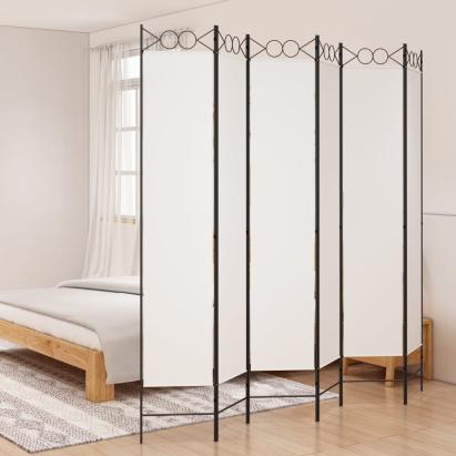 Paravan de cameră cu 6 panouri, alb, 240x220 cm, textil GartenMobel Dekor