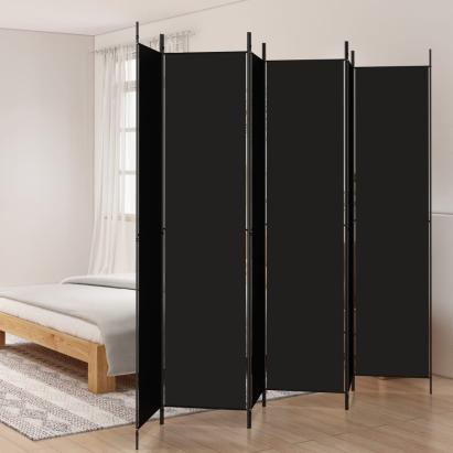 Paravan de cameră cu 6 panouri, negru, 300x220 cm, textil GartenMobel Dekor