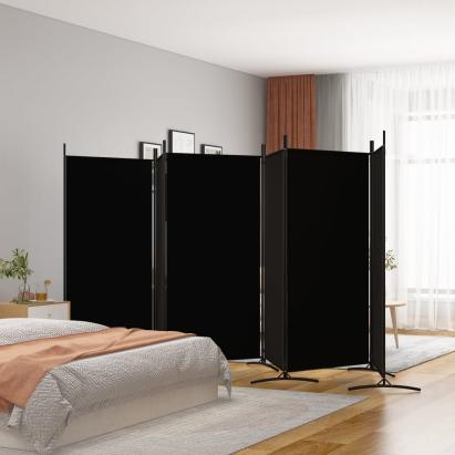 Paravan de cameră cu 6 panouri, negru, 520x180 cm, textil GartenMobel Dekor