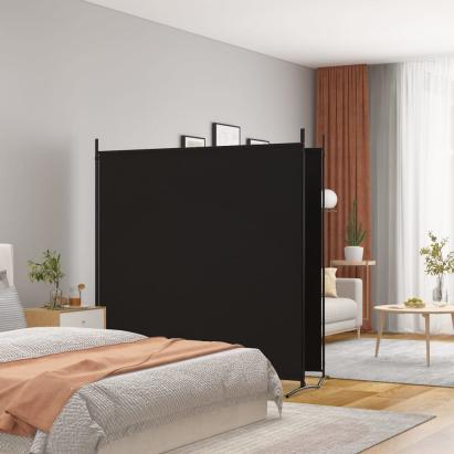 Paravan de cameră cu 2 panouri, negru, 348x180 cm, textil GartenMobel Dekor