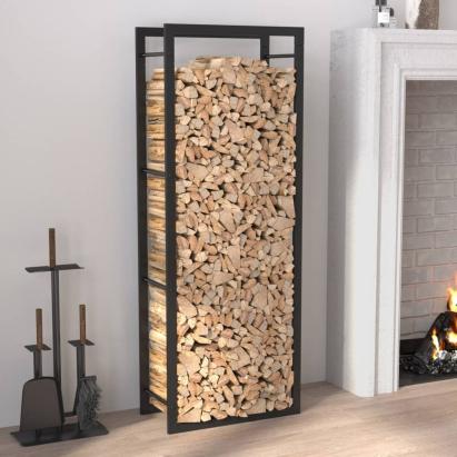 Rastel pentru lemne de foc, negru mat, 50x28x132 cm, oțel GartenMobel Dekor