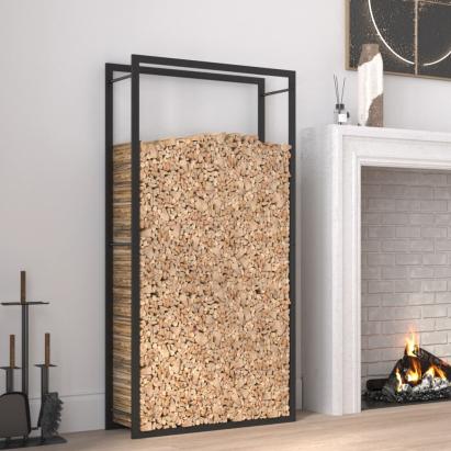 Suport pentru lemne de foc, negru mat, 80x28x154 cm, oțel GartenMobel Dekor