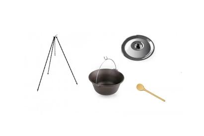 Set ceaun fonta 15lit. cu suport 1,2m, lingura de lemn 40cm si capac Handy KitchenServ