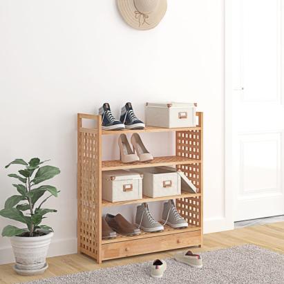 Suport de pantofi cu sertar, 70x27x81 cm, lemn masiv de nuc GartenMobel Dekor