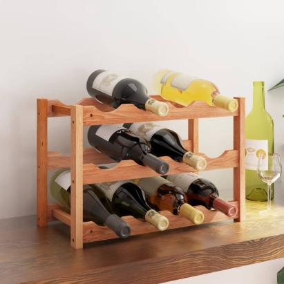 Raft de vin pentru 12 sticle, lemn masiv de nuc GartenMobel Dekor